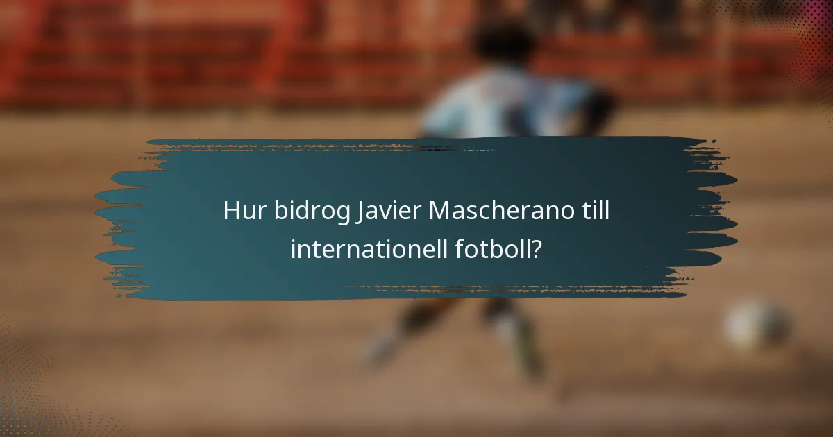 Hur bidrog Javier Mascherano till internationell fotboll?