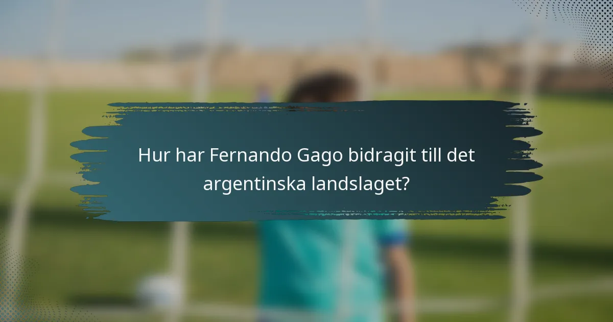 Hur har Fernando Gago bidragit till det argentinska landslaget?