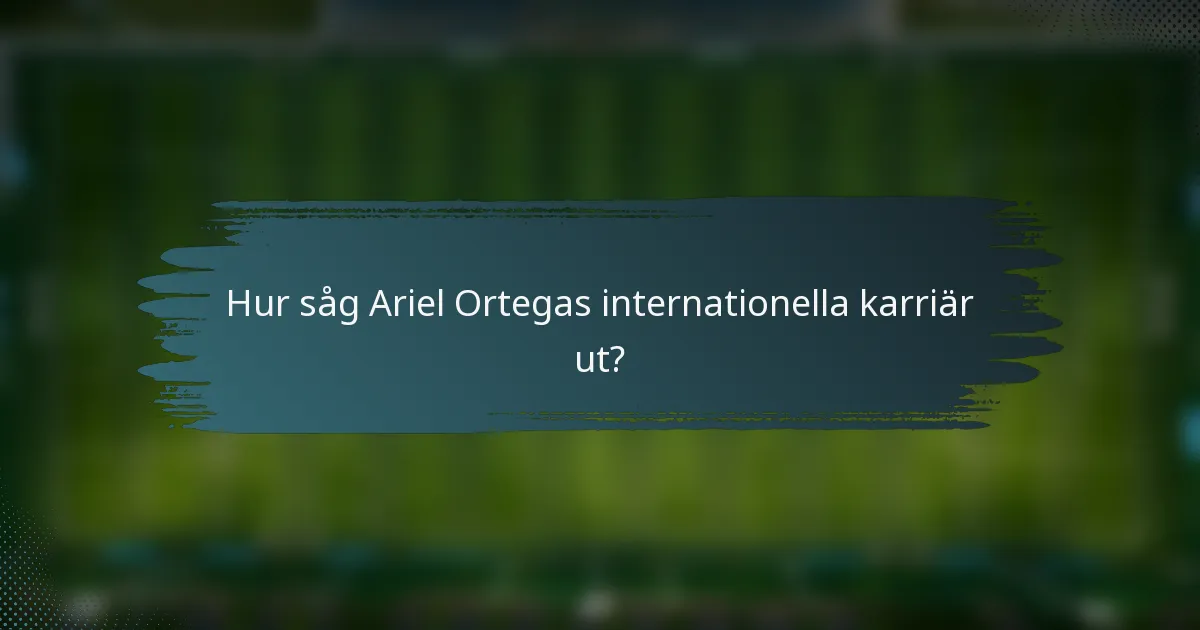 Hur såg Ariel Ortegas internationella karriär ut?