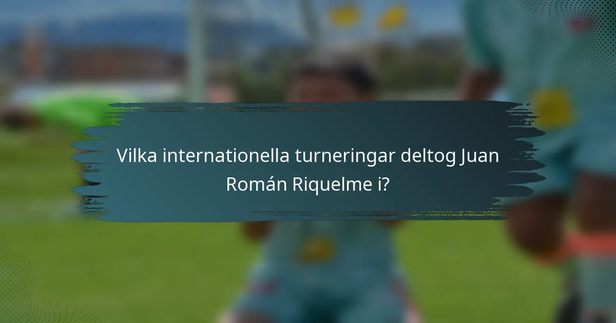 Vilka internationella turneringar deltog Juan Román Riquelme i?