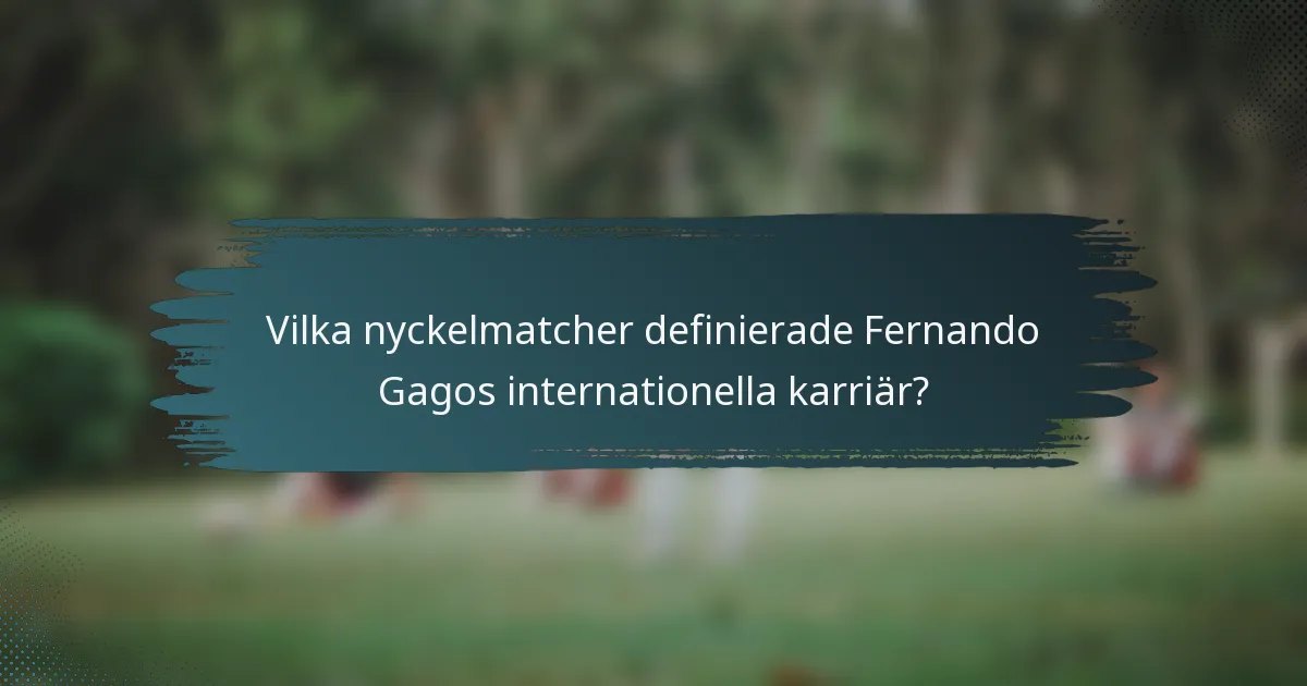 Vilka nyckelmatcher definierade Fernando Gagos internationella karriär?